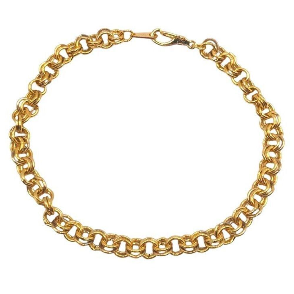14k Gold Plated Double Link Chain Tennis Bracelet